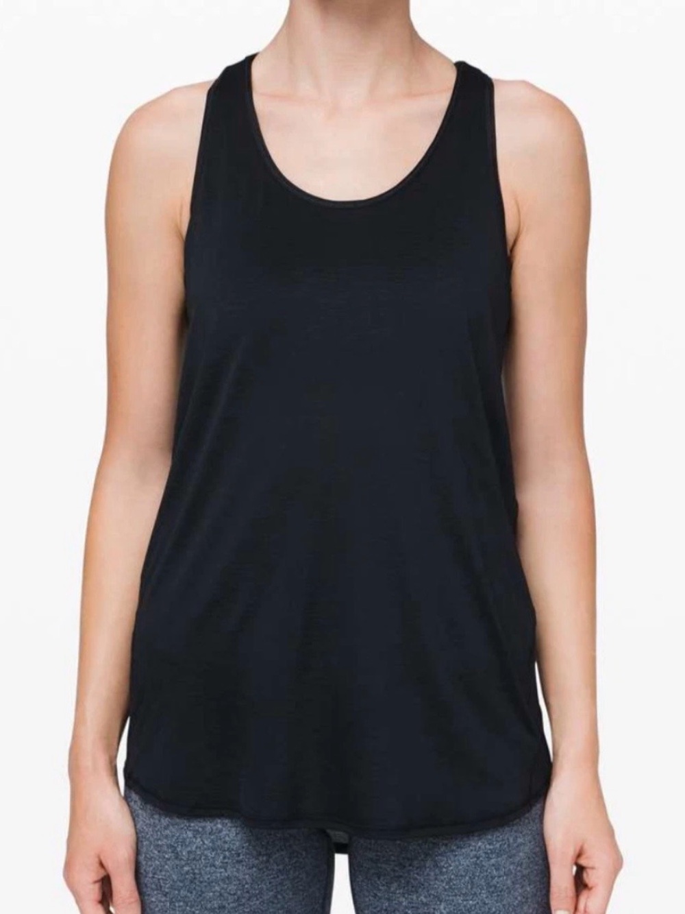 lululemon Essentia Black Scoop Neck Racerback Tank
